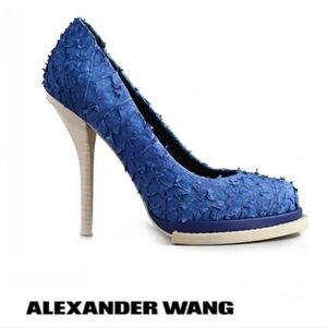 Alexander Wang Aida Platform Heels Blue Fish Scale